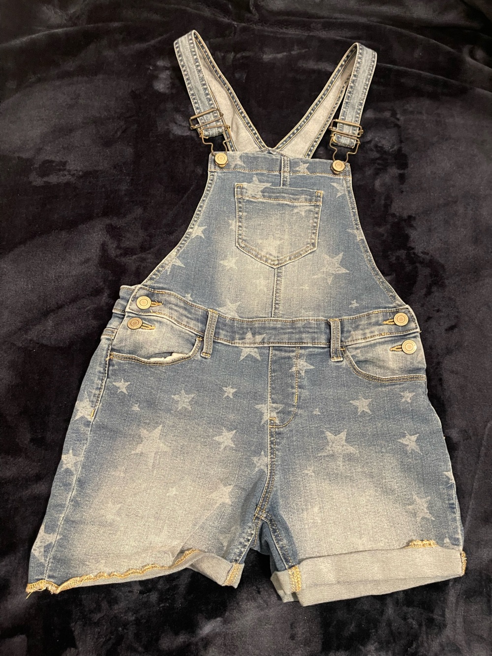SO Light Blue Star-Print Denim Short Overalls